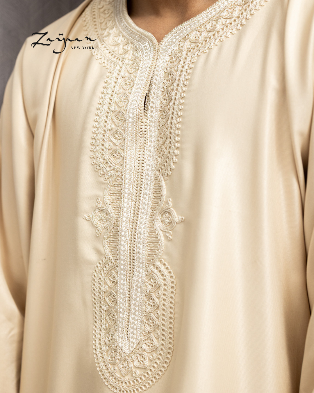 Platinum Moroccan Thobe| CREAM