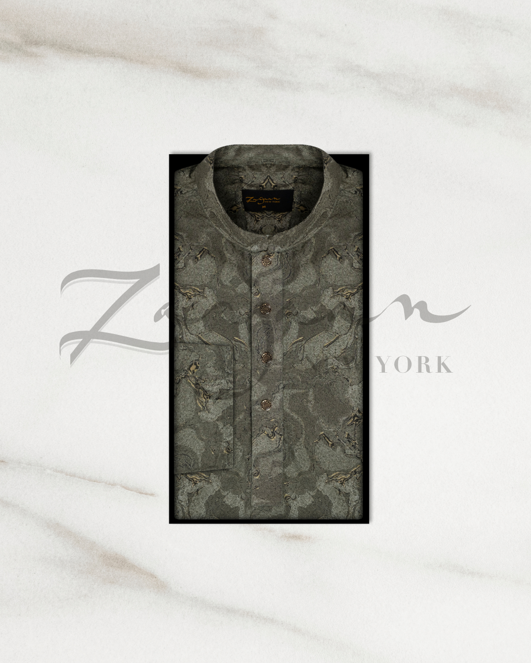 Premium Print Panjabi | light olive