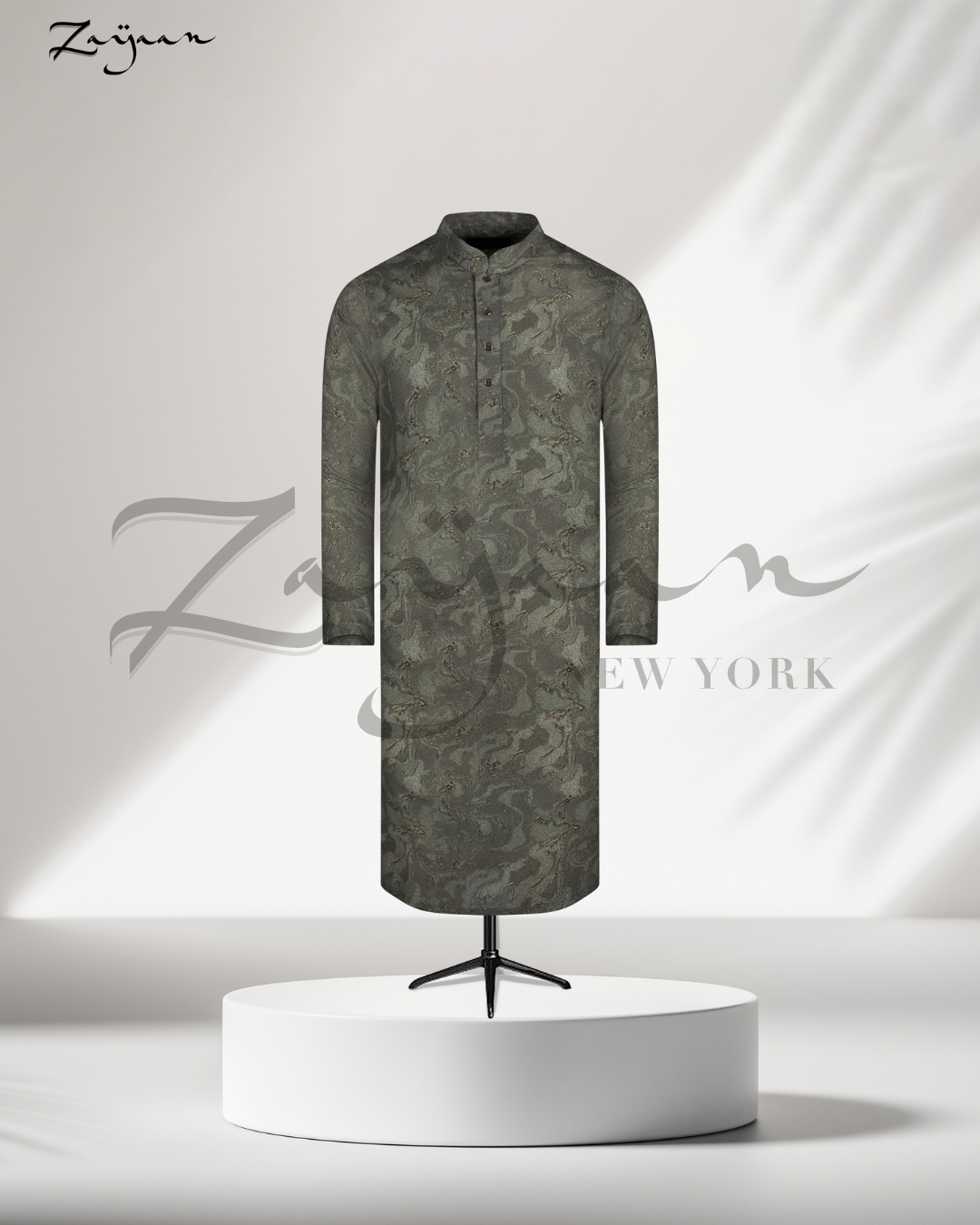 Premium Print Panjabi | light olive