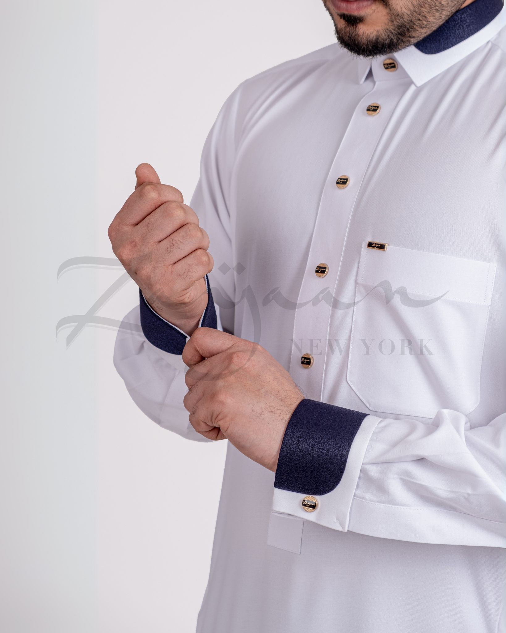 Premium Contrast Thobe | WHITE