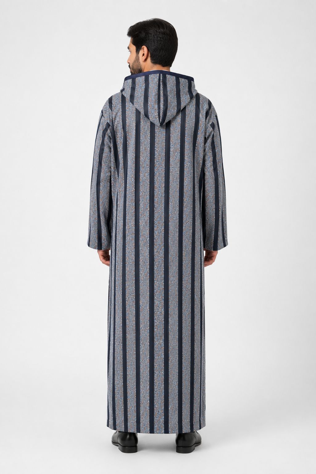 Authentic Moroccan  Djellaba Band | Gray/Navy Strip