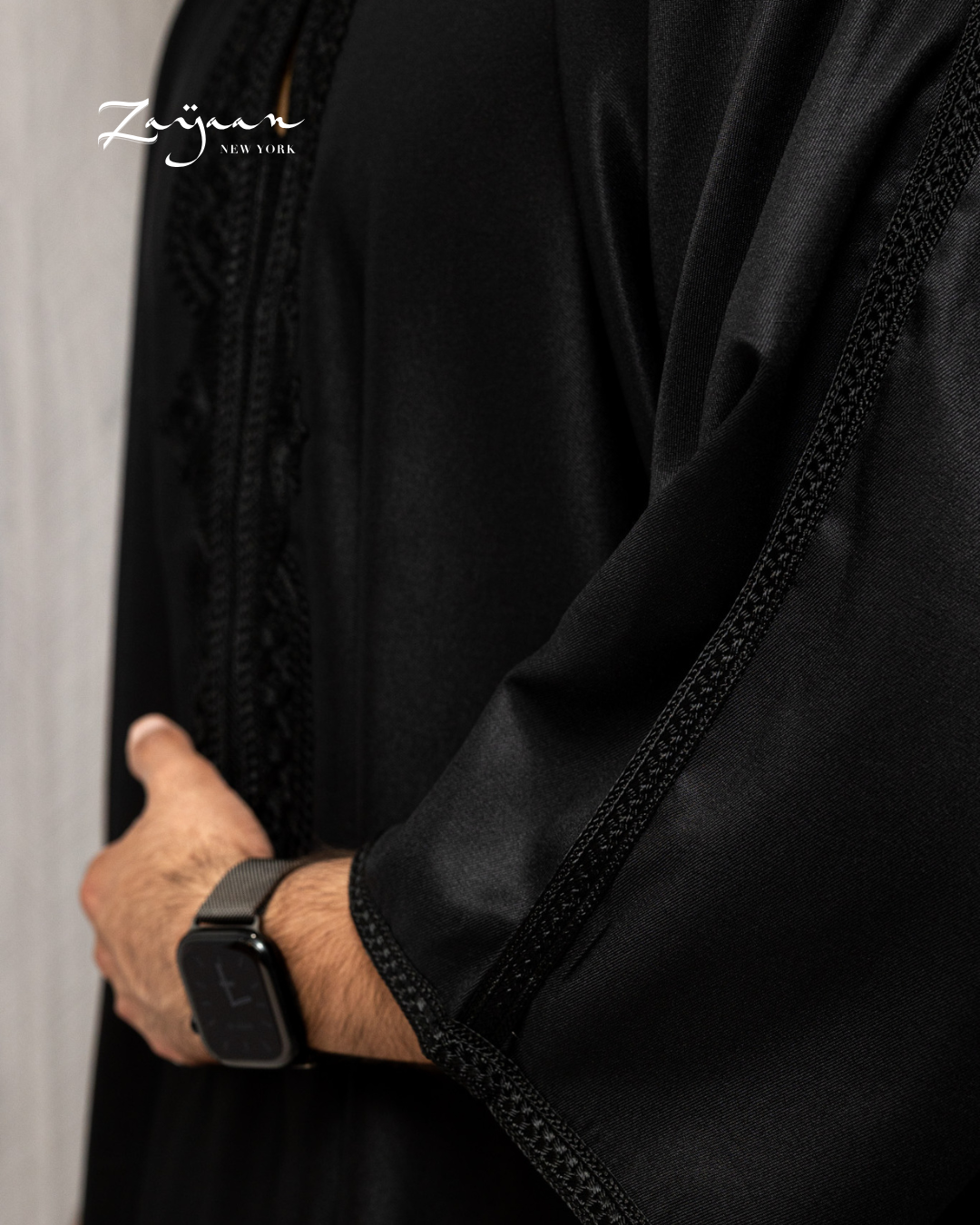 Platinum Moroccan Thobe| BLACK