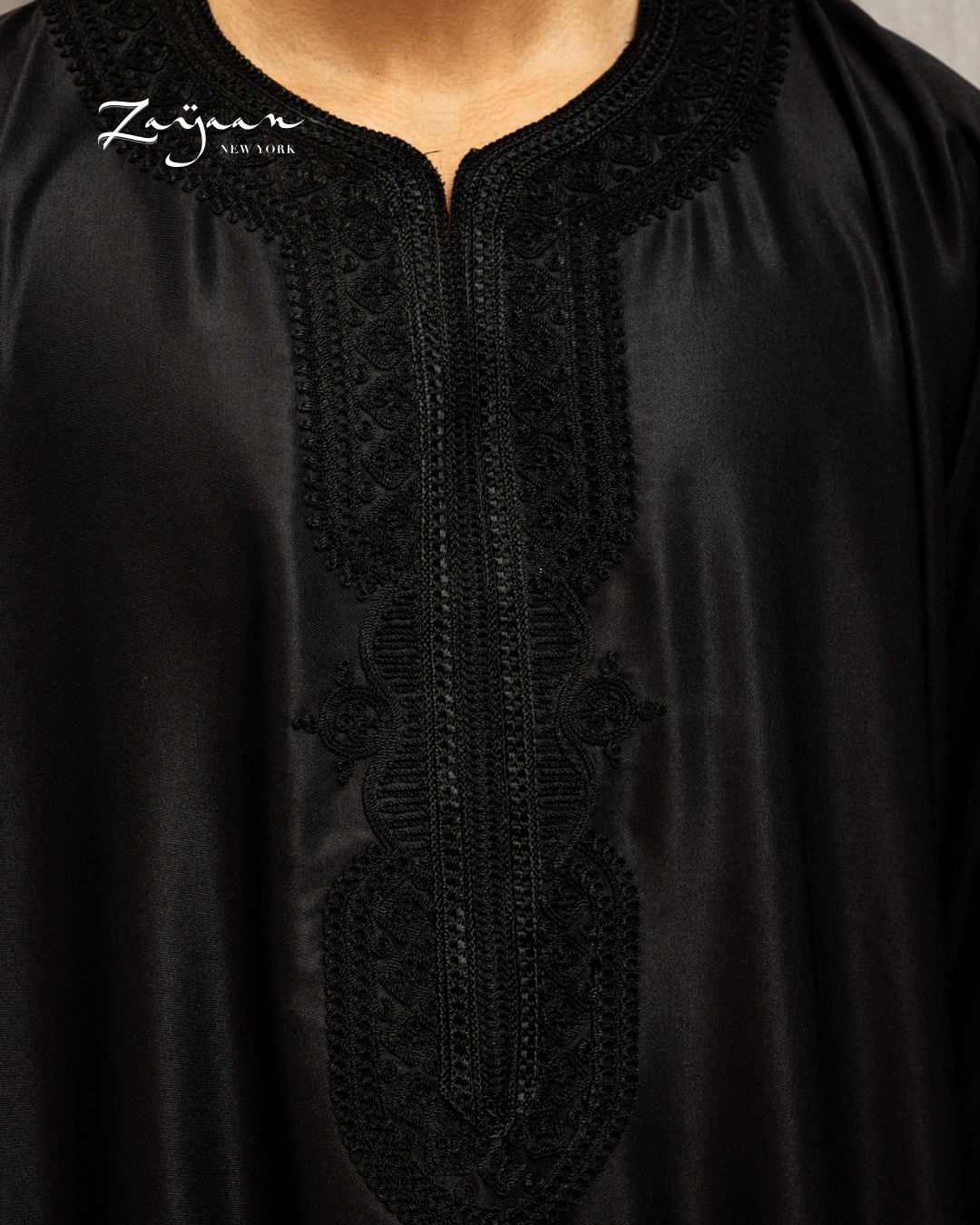 Platinum Moroccan Thobe| BLACK