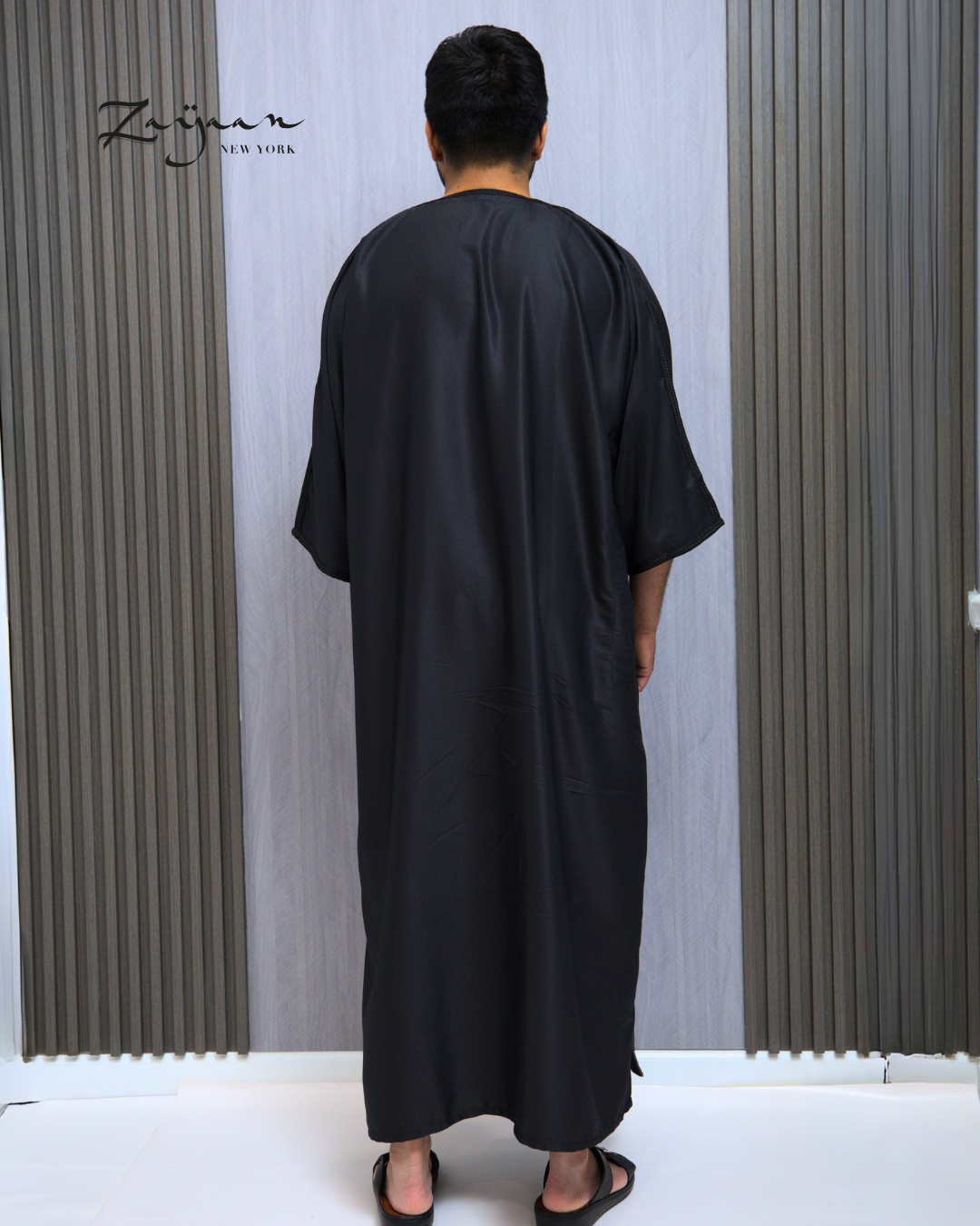 Platinum Moroccan Thobe| BLACK