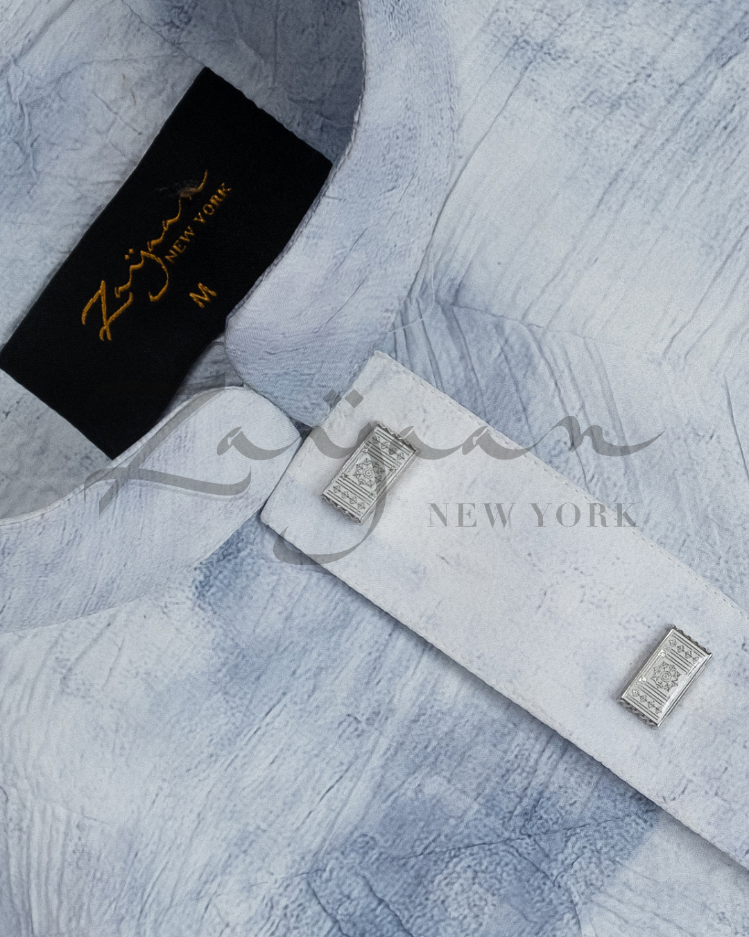 Premium Print Panjabi | Light Blue and White