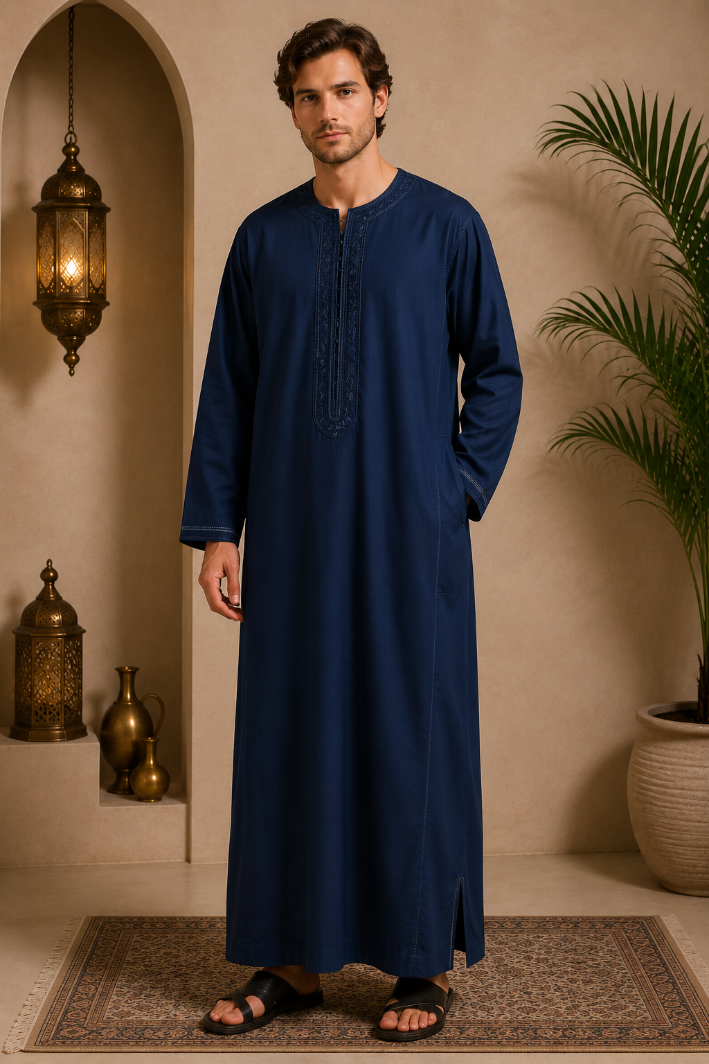 Premium Moroccan Men Caftan | Navy | Adult