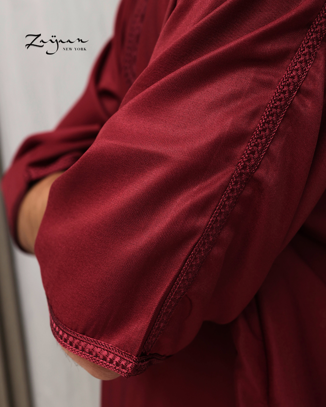Platinum Moroccan Thobe| Maroon