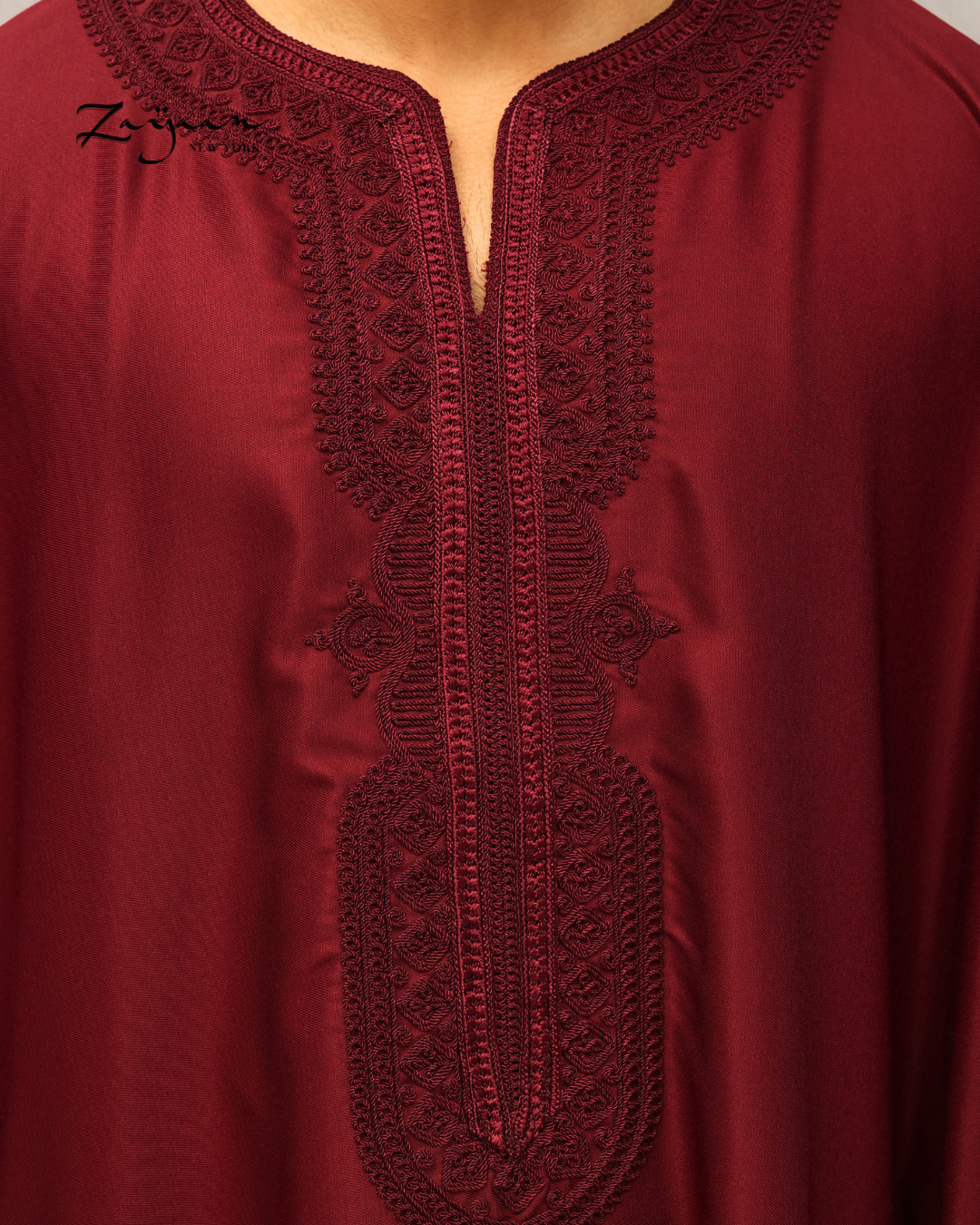 Platinum Moroccan Thobe| Maroon