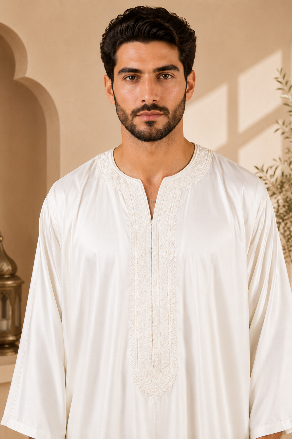 Premium Moroccan Gandoura | White
