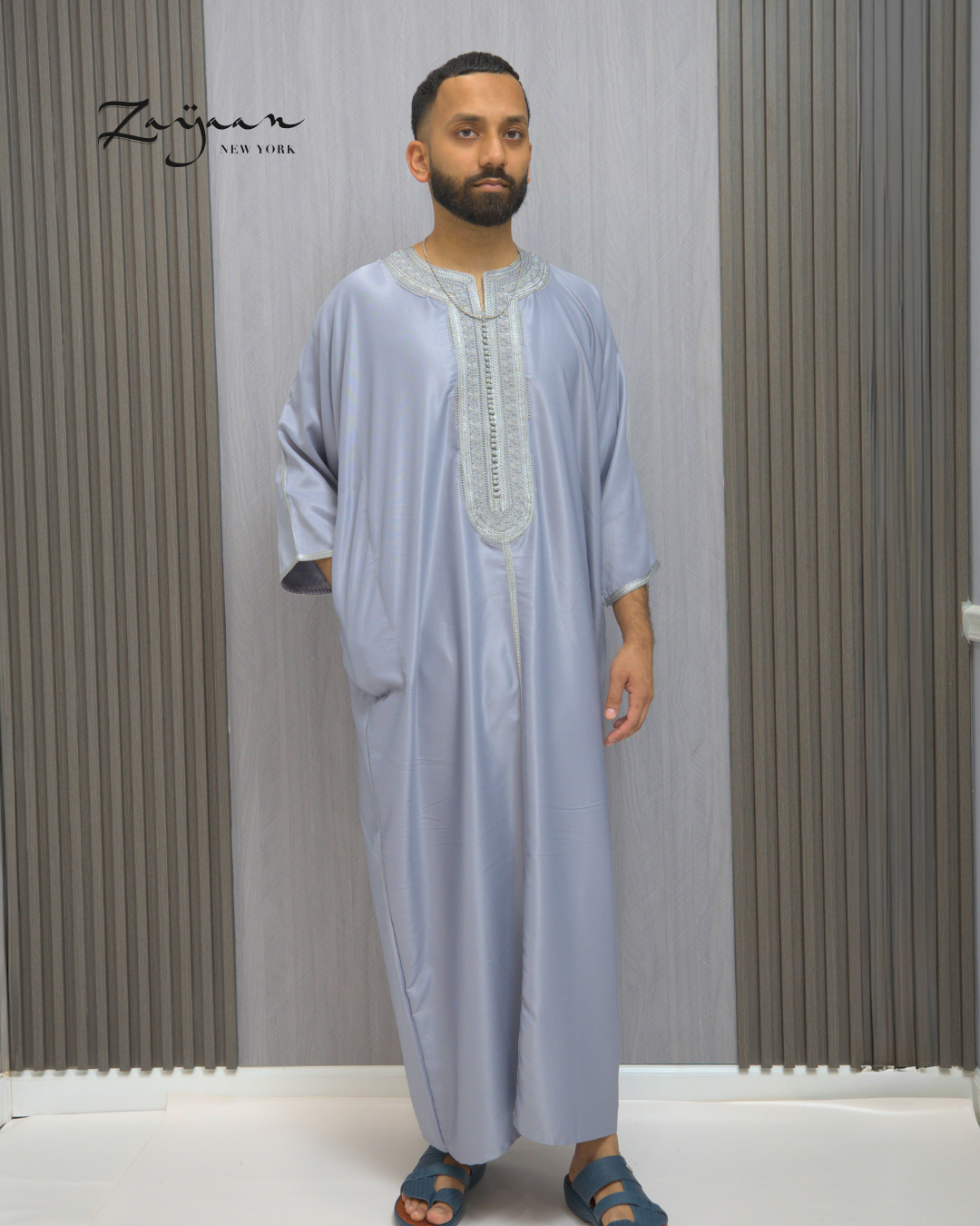 Platinum Moroccan Thobe| LIGHT GRAY