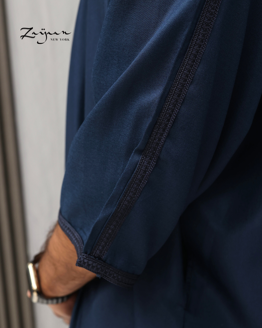 Platinum Moroccan Thobe| Navy Blue II