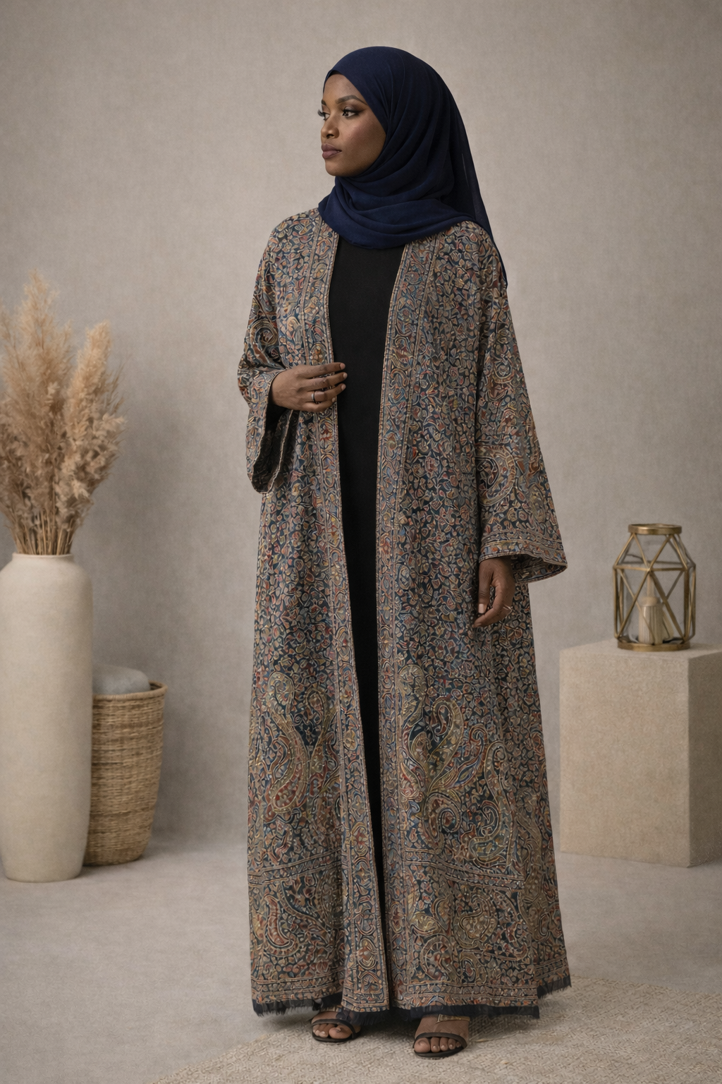 Navy Qamar Pashmina