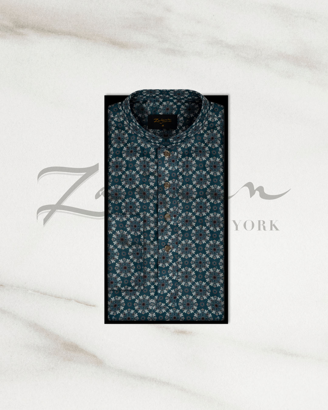 Premium Print Panjabi | Dark Green