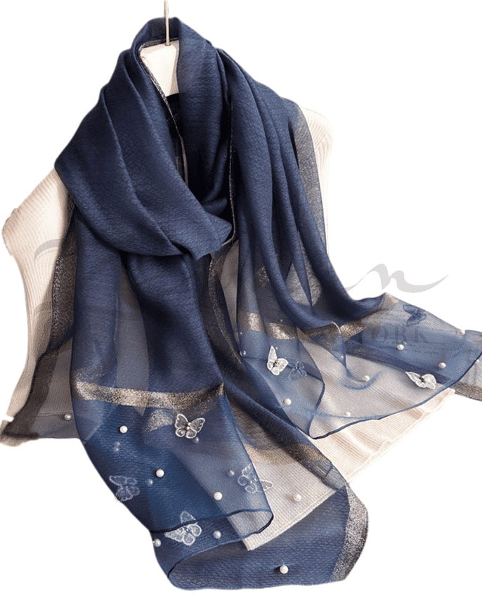 Butterfly Embroidery Beads Party Hijab