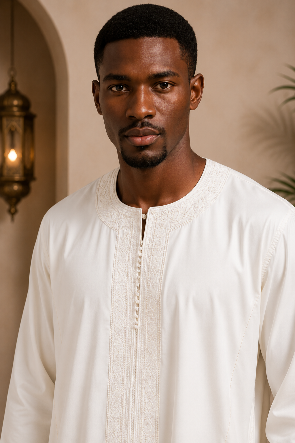 Premium Moroccan Men Caftan | White | Adult