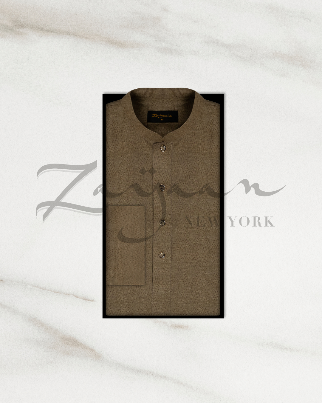 Premium Print Panjabi | Light Olive Green