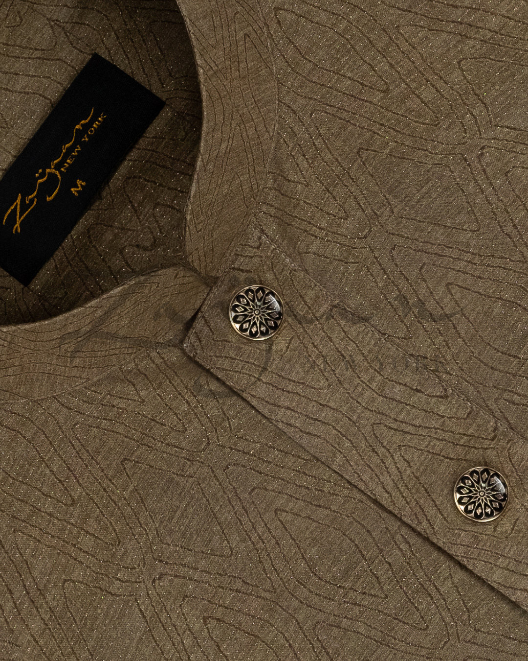 Premium Print Panjabi | Light Olive Green