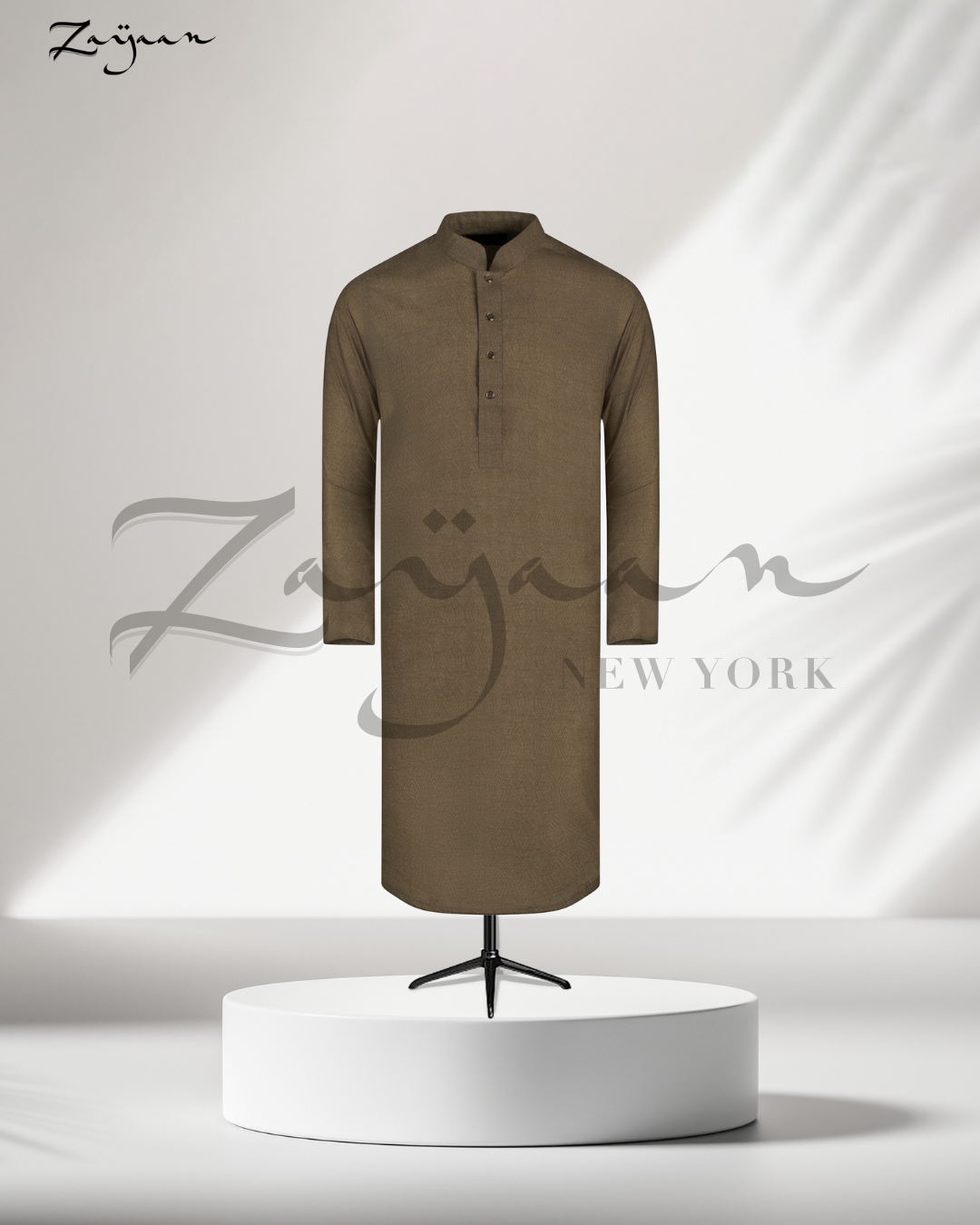 Premium Print Panjabi | Light Olive Green