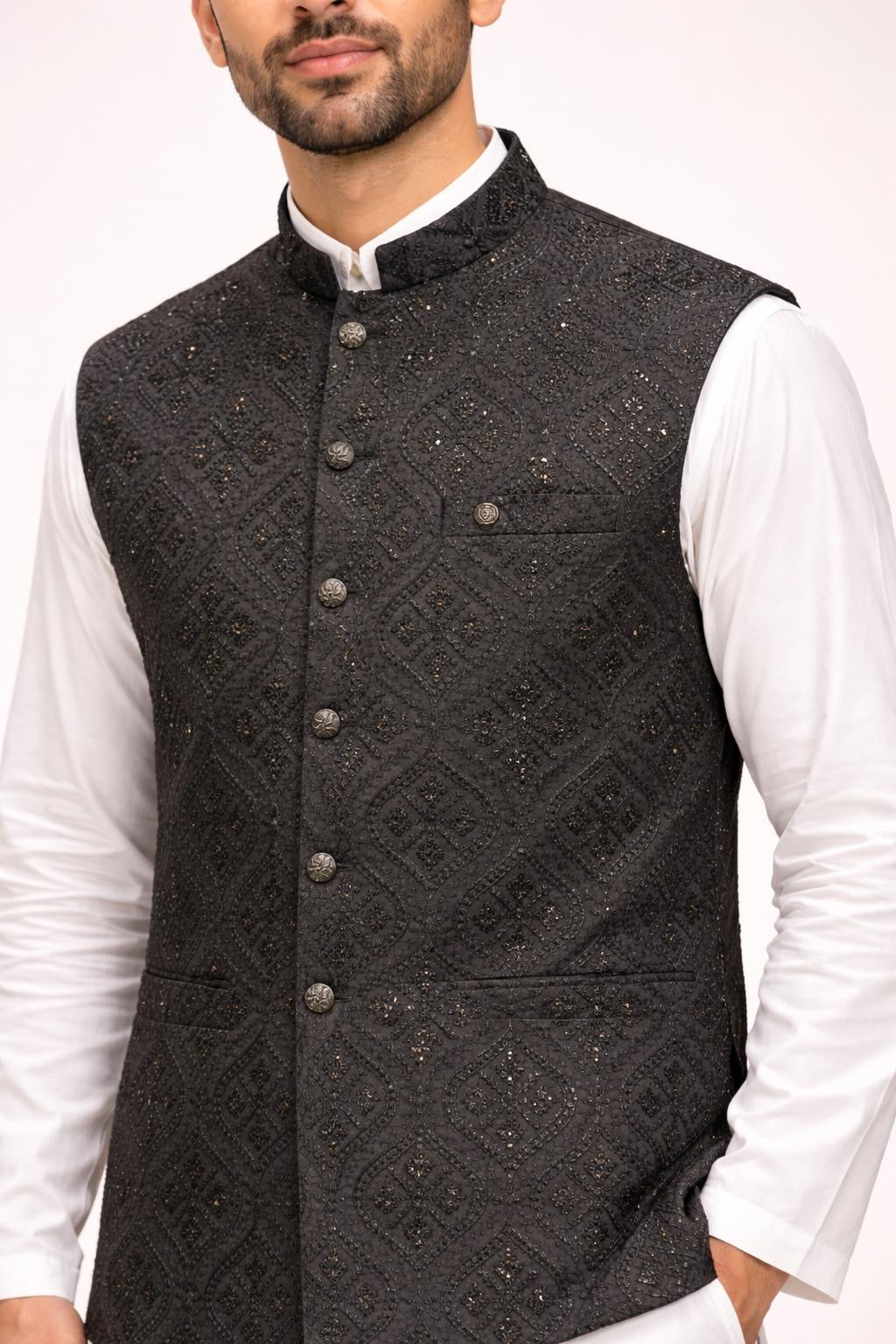 Premium Embroidery Vest | Black| Adult