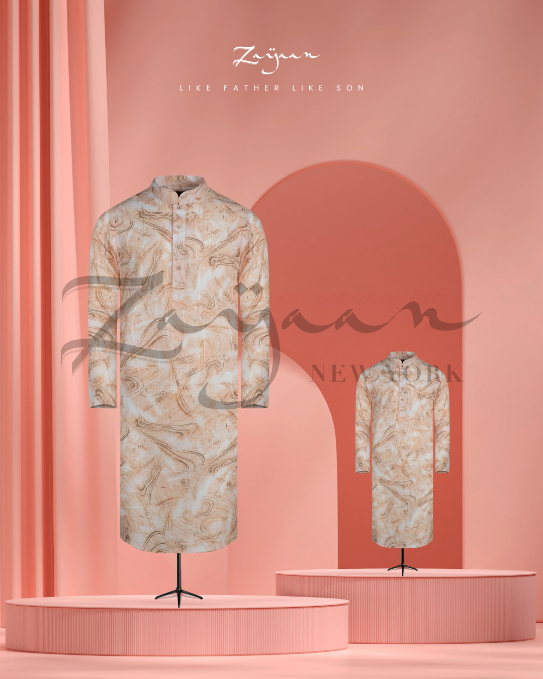 Premium Jacquard Panjabi | Light Peach  | Son