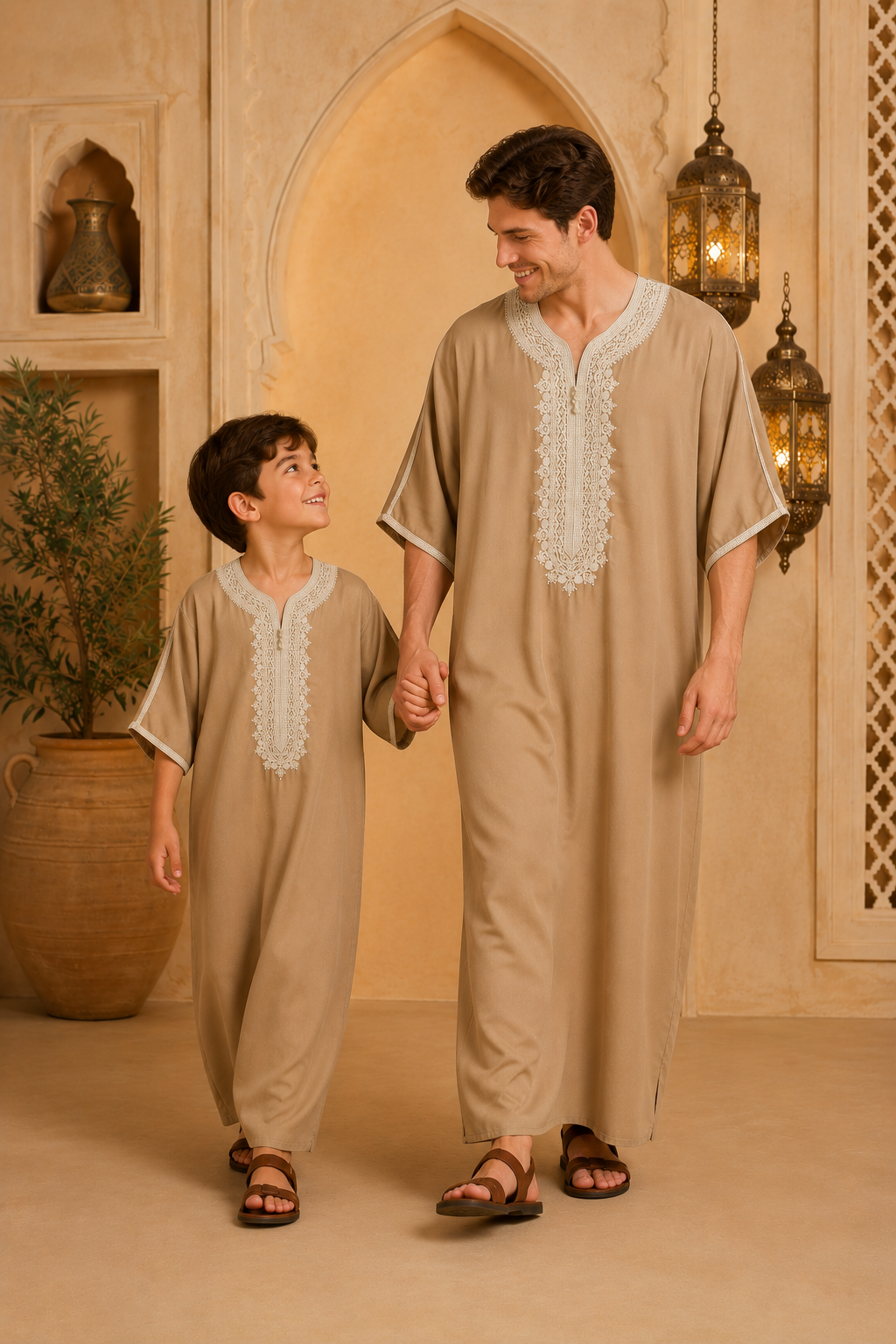 Authentic Moroccan Kids Gandoura| Dark Khaki