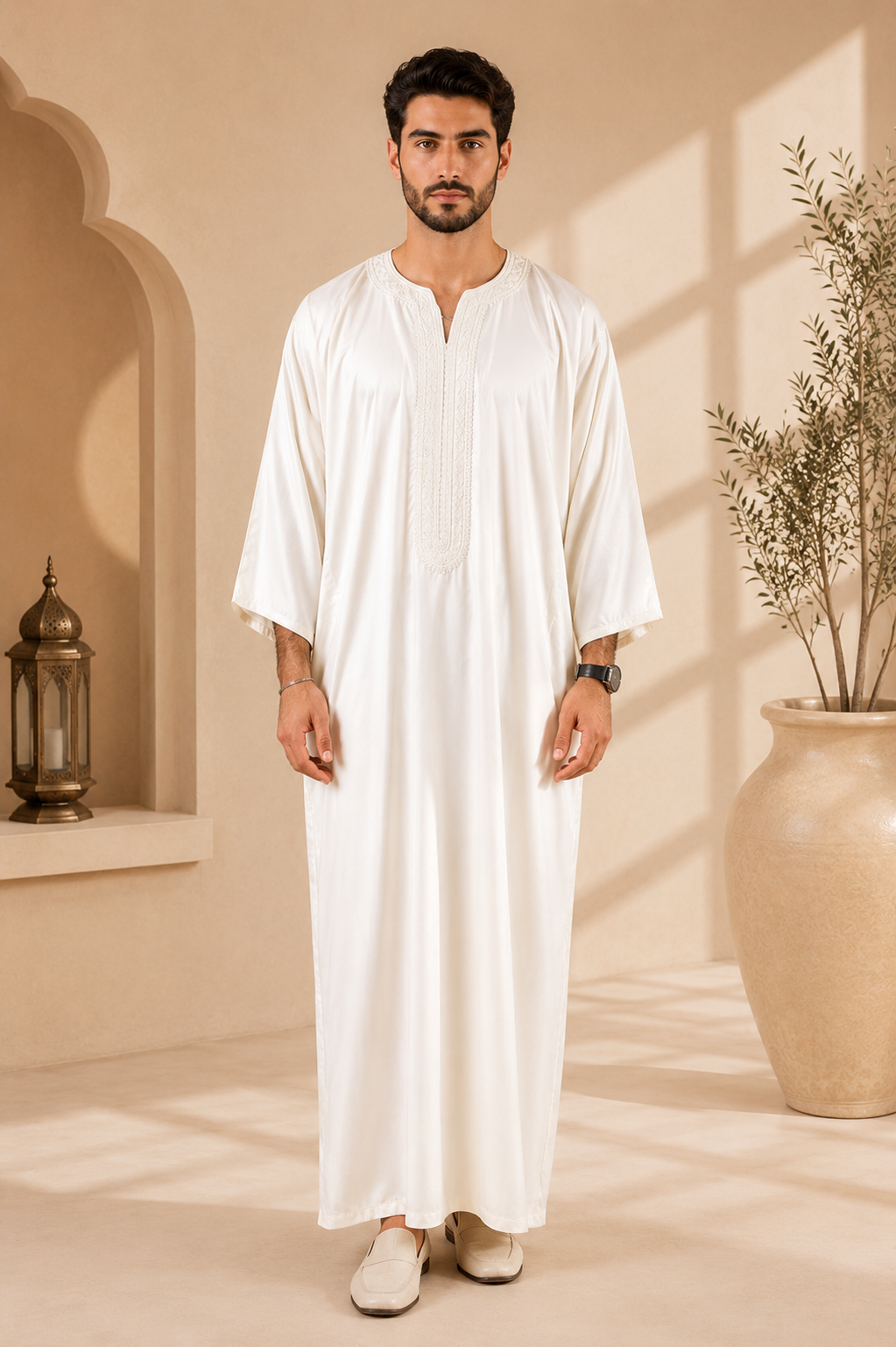 Premium Moroccan Gandoura | White