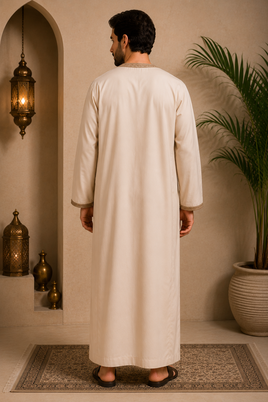 Premium Moroccan Men Caftan |     Champagne Beige  | Adult
