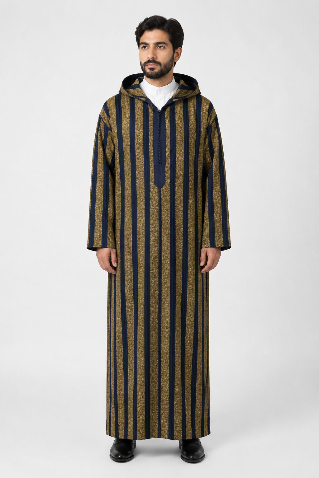 Authentic Moroccan  Djellaba Band | Gold/Navy Strip