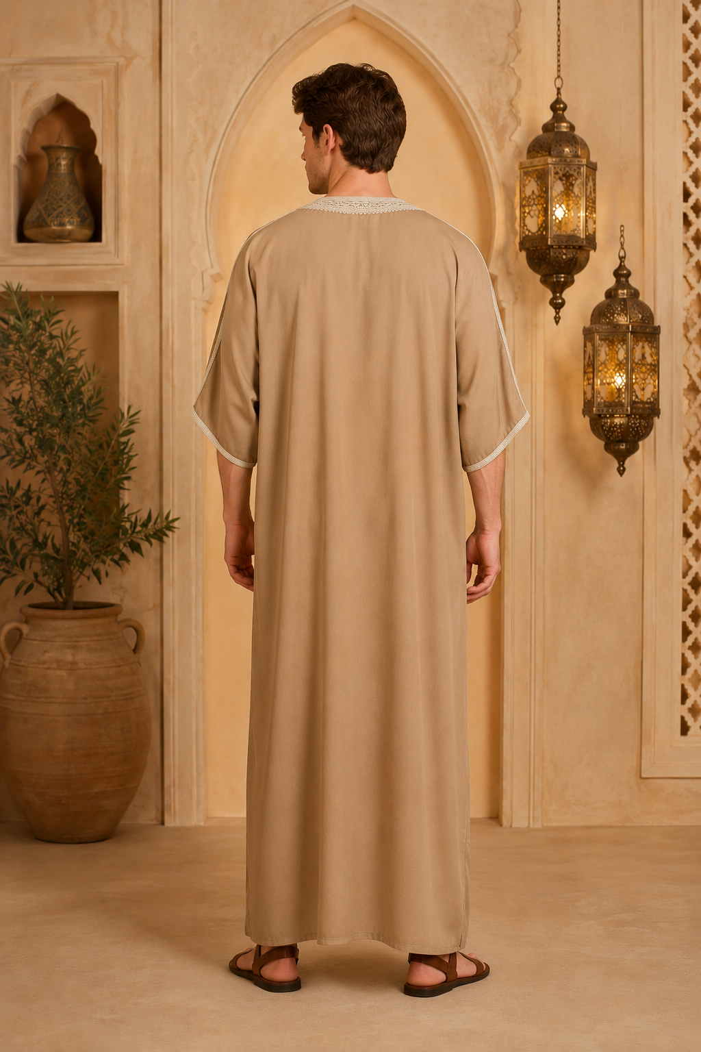 Authentic Moroccan Gandoura| Dark Khaki | Adult