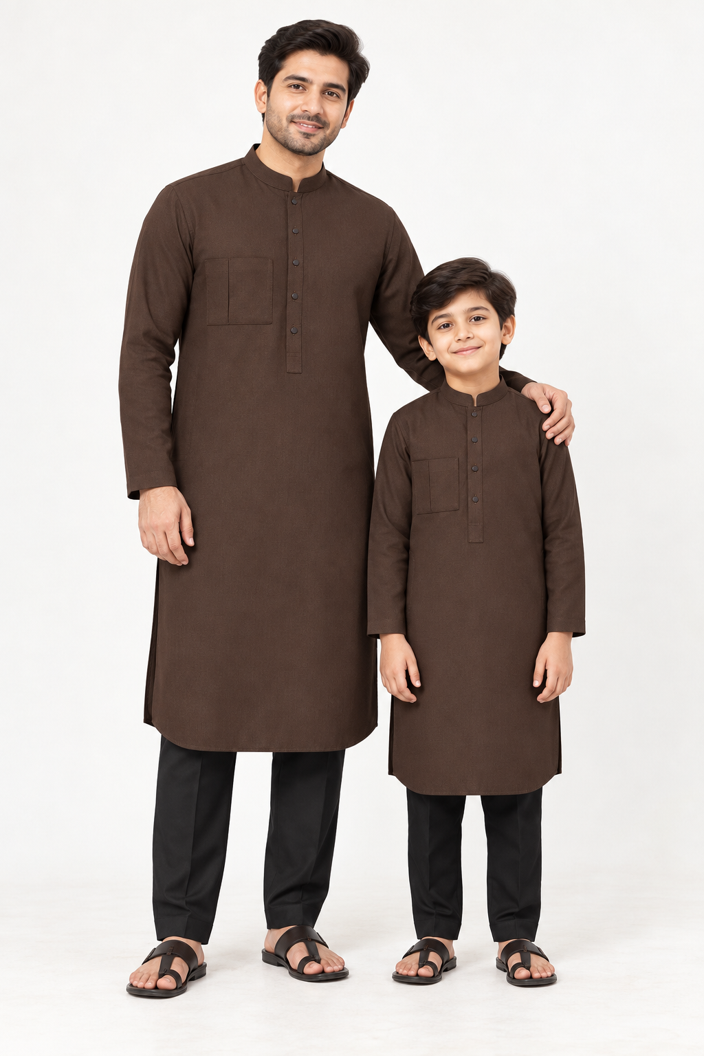 Pakistani Jacquard chocolate brown | Father & Son