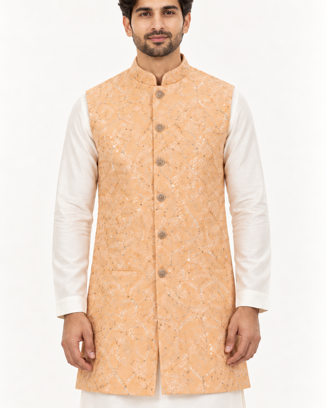 Premium Embroidery Vest | Peach | Adult