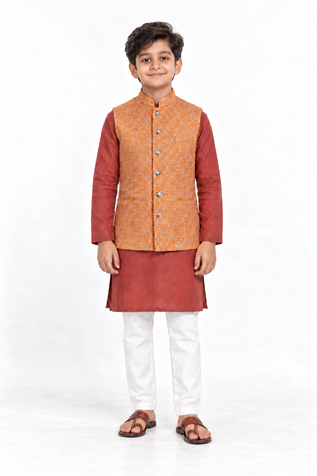 Premium Embroidery Vest I Marigold | Kids