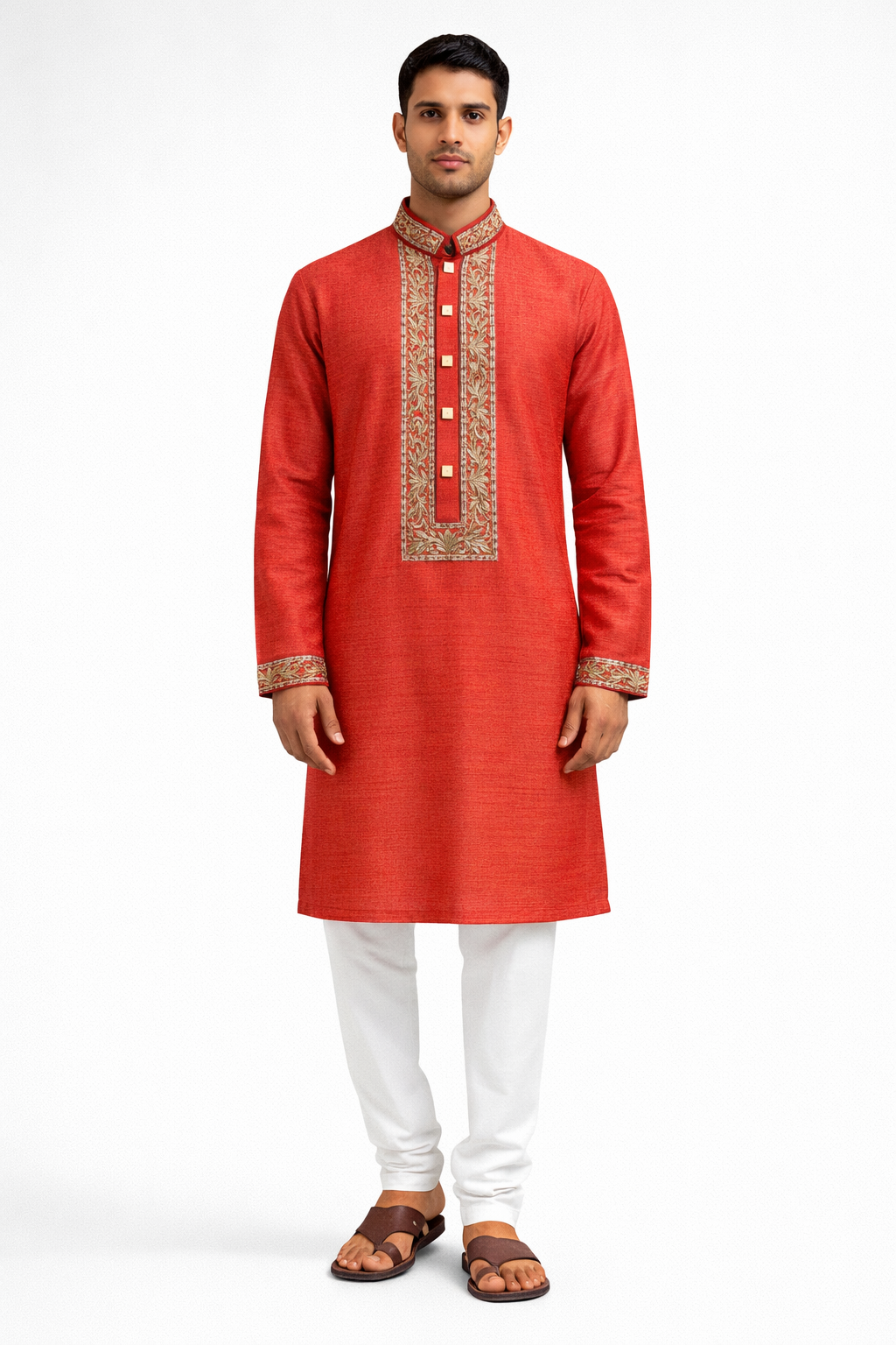 Noor-e-Zar Motka Zardosi Panjabi - Orange & Gold