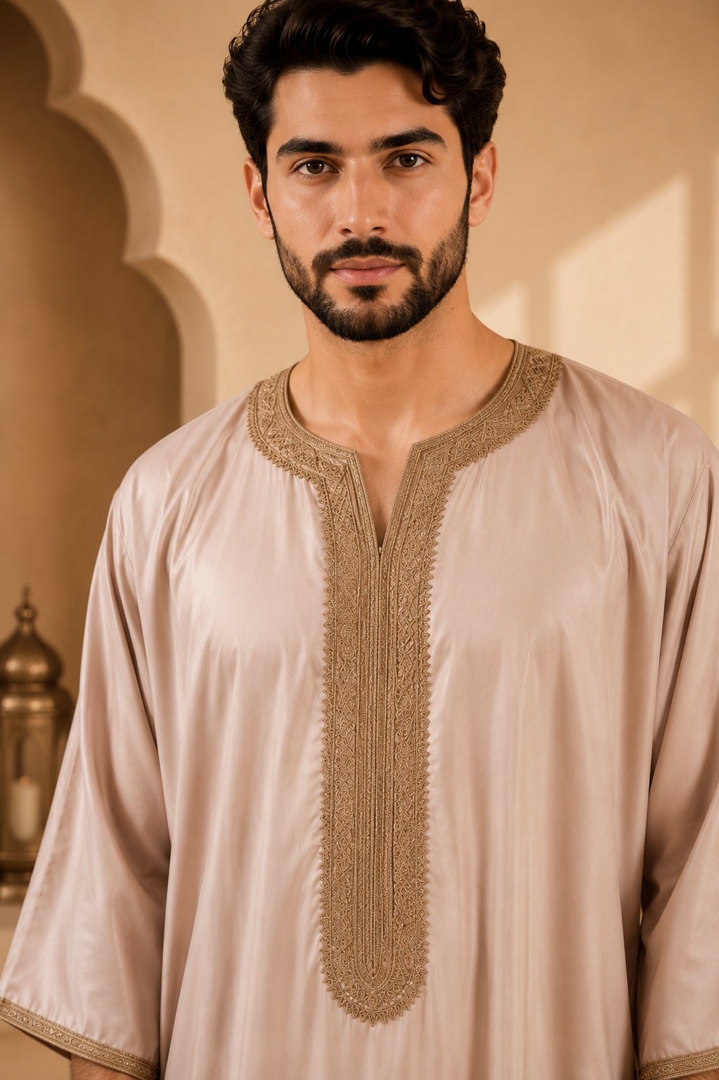 Premium Moroccan Gandoura | Champagne