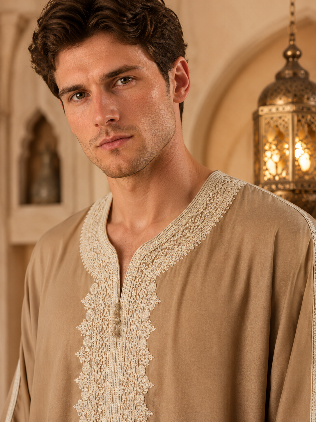 Authentic Moroccan Gandoura| Dark Khaki | Adult