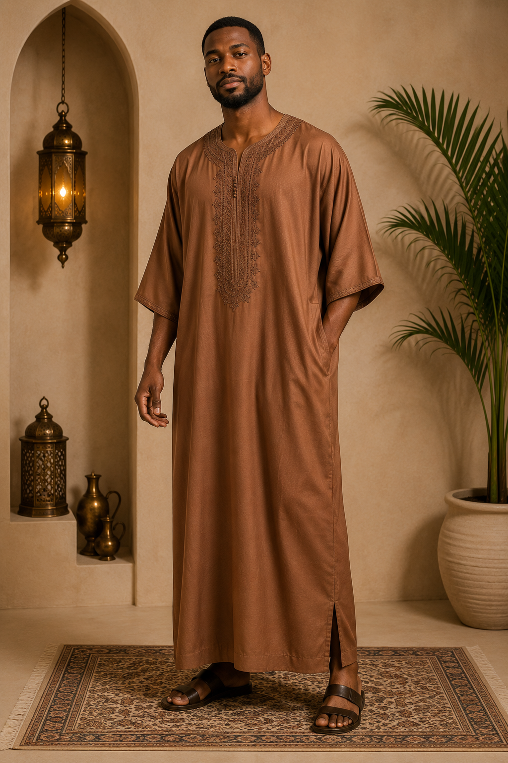 Authentic Moroccan Gandoura| Dark Brown | Adult