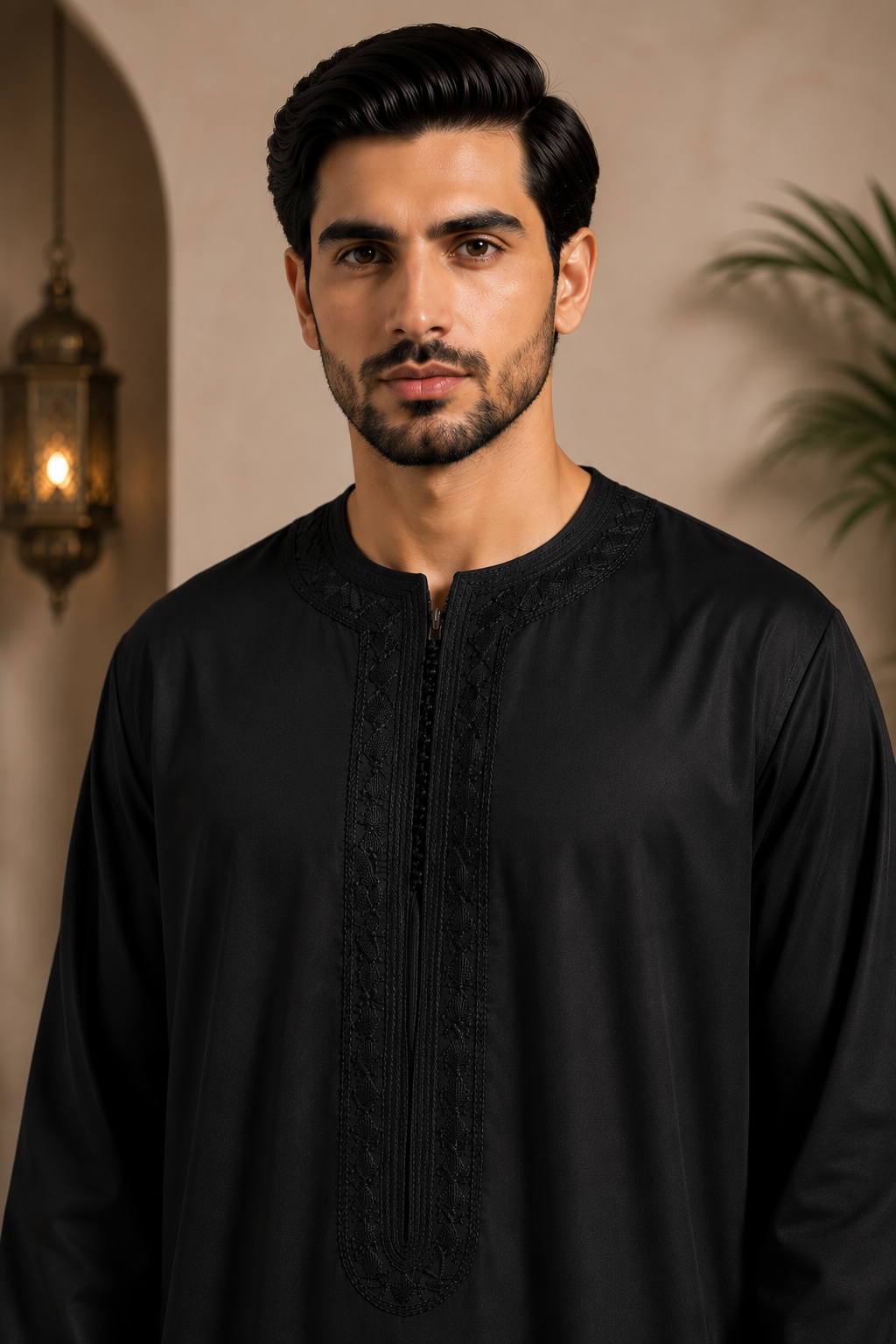 Premium Moroccan Men Caftan | Black | Adult