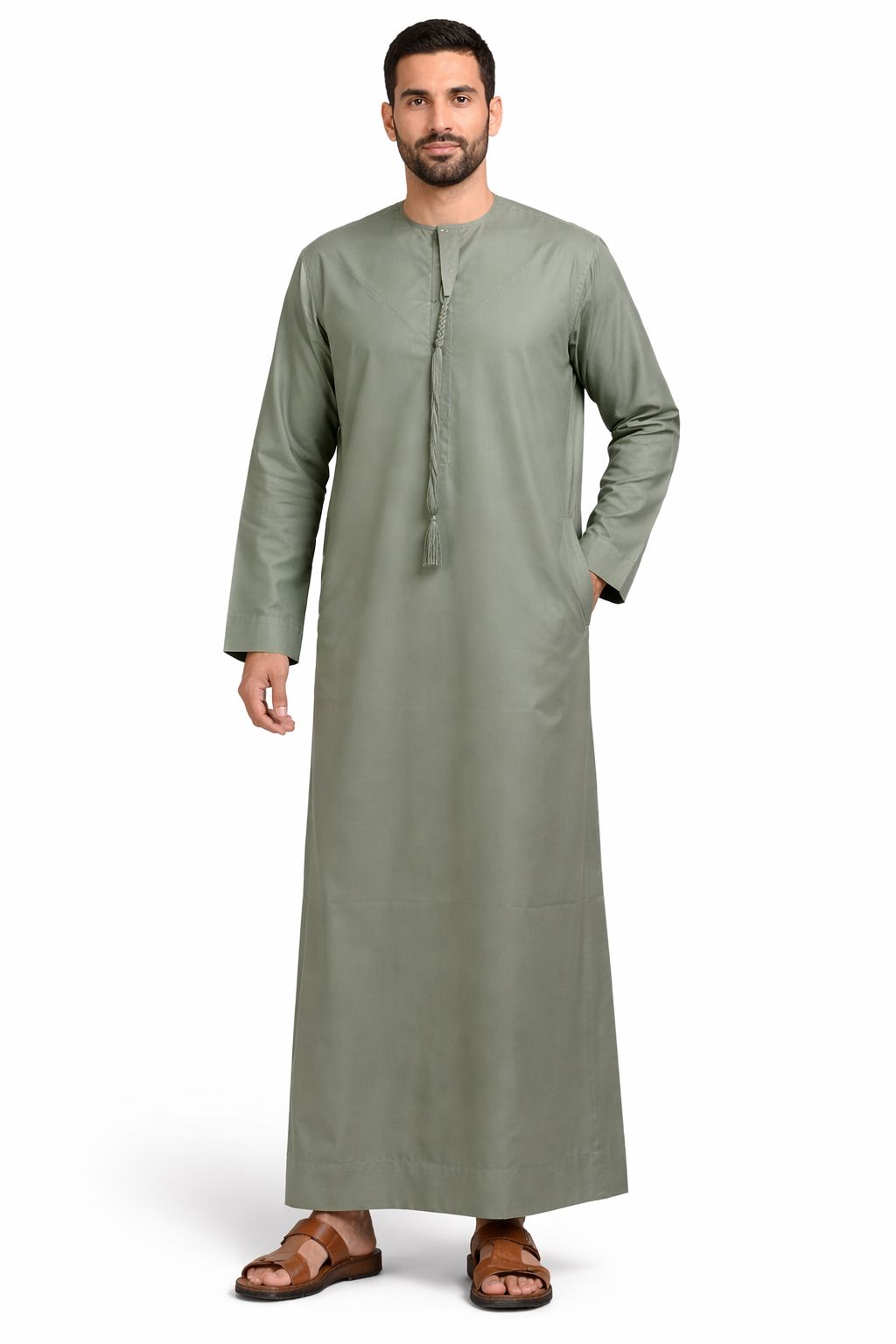 Premium Emirati Thobe | Olive Green