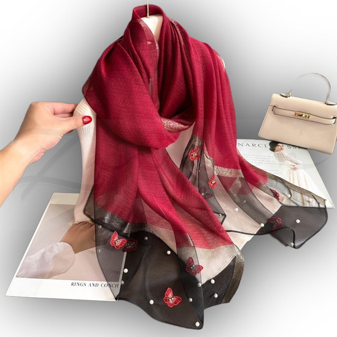 Butterfly Embroidery Beads Party Hijab