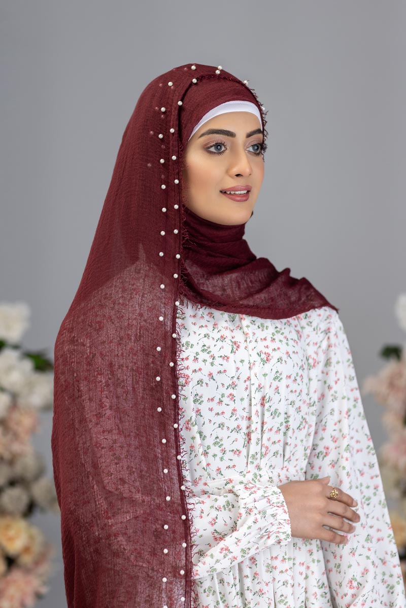 Viscose Pearl Hijab | Dried Plum