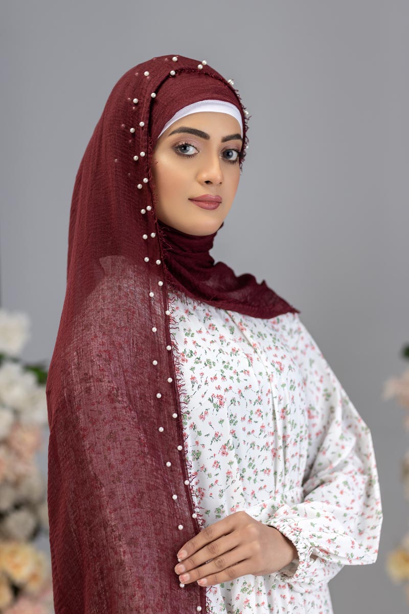 Viscose Pearl Hijab | Dried Plum