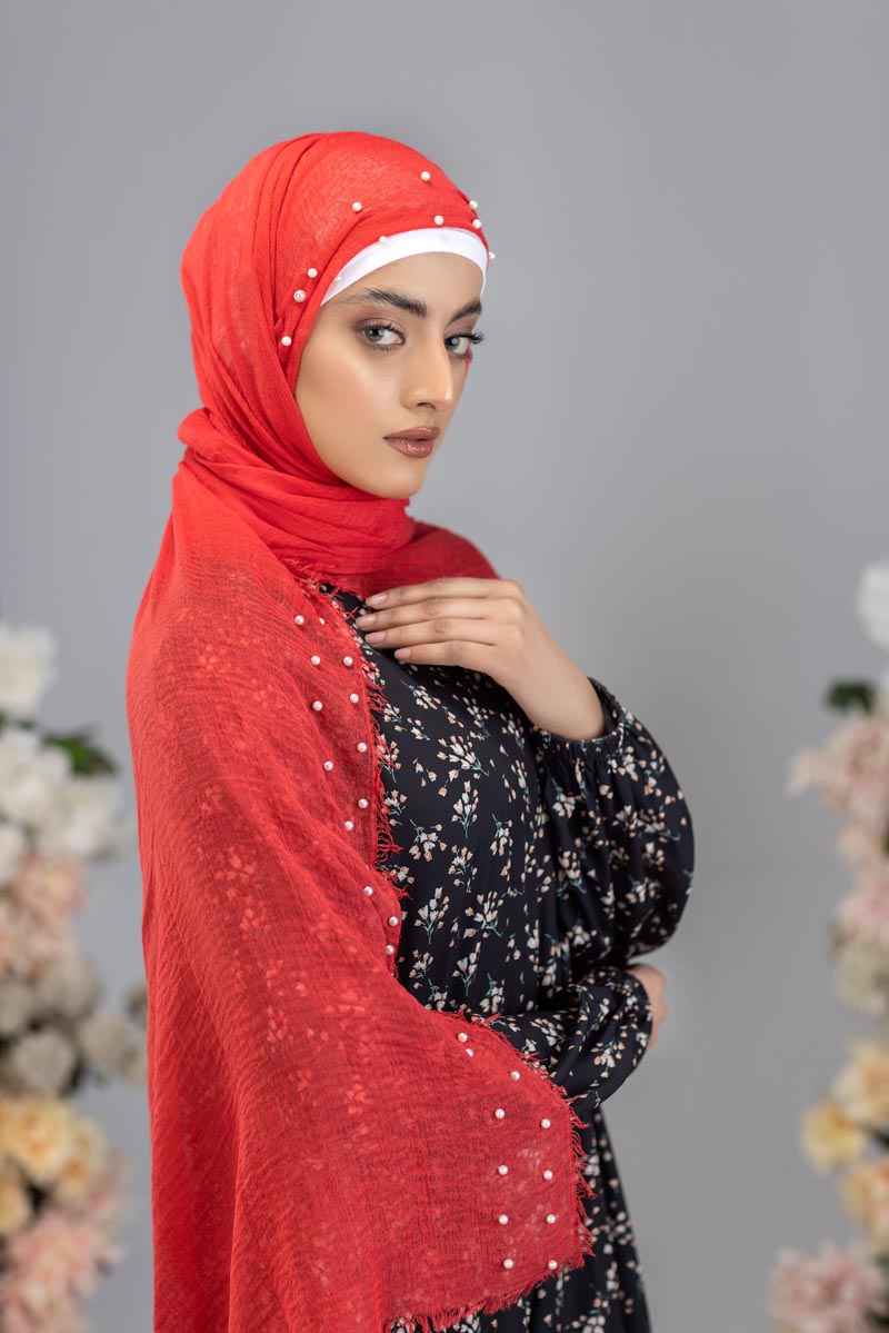 Viscose Pearl Hijab | Red