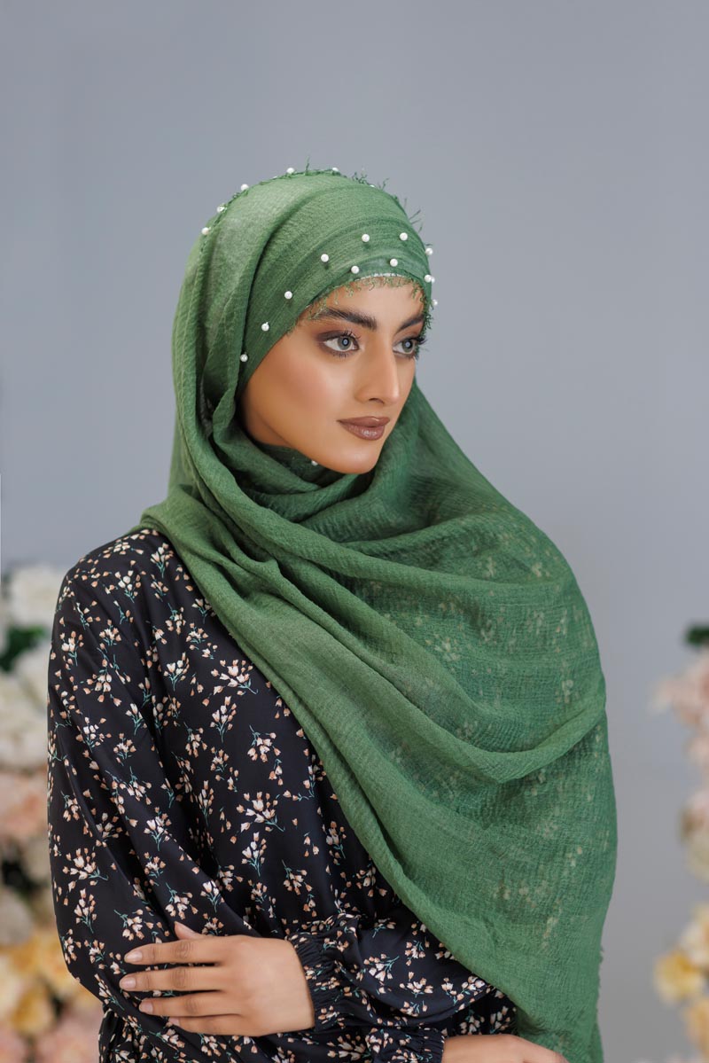 Viscose Pearl Hijab | Hunter Green