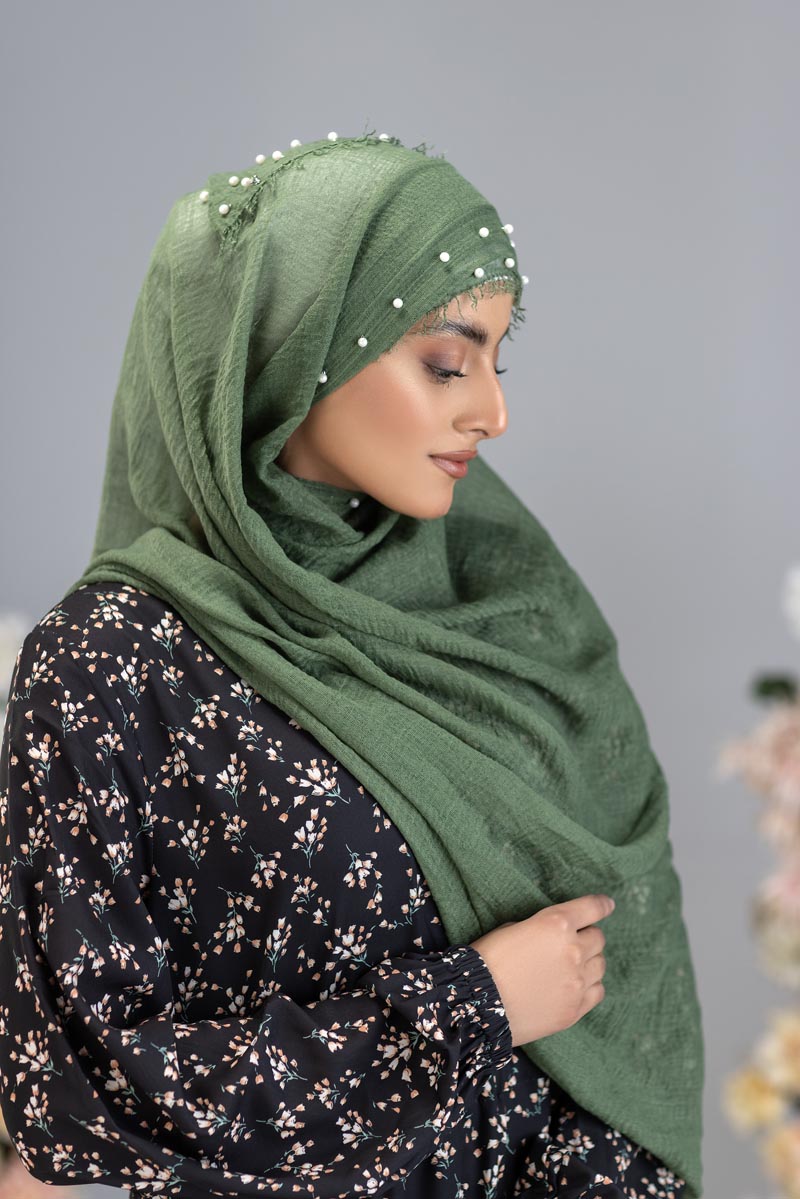 Viscose Pearl Hijab | Hunter Green