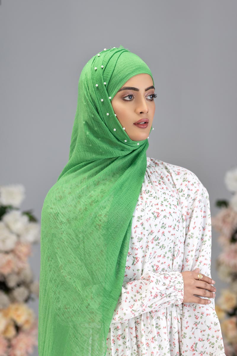 Viscose Pearl Hijab | Lime Green
