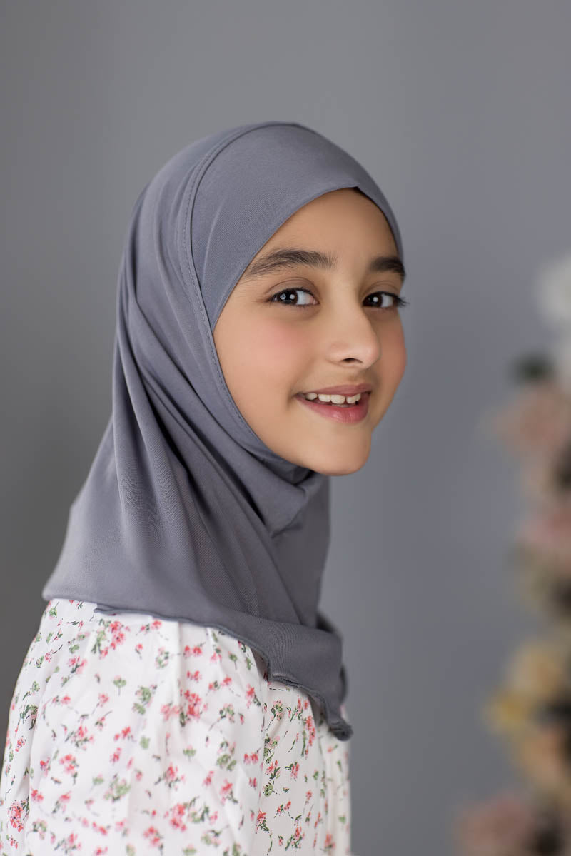 Zayaan Girl Plain Hijab - Gray