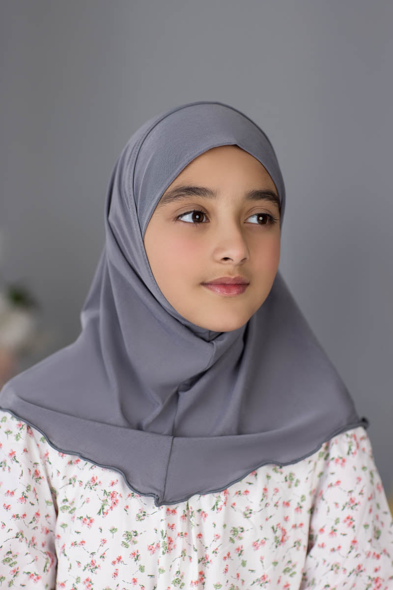 Zayaan Girl Plain Hijab - Gray