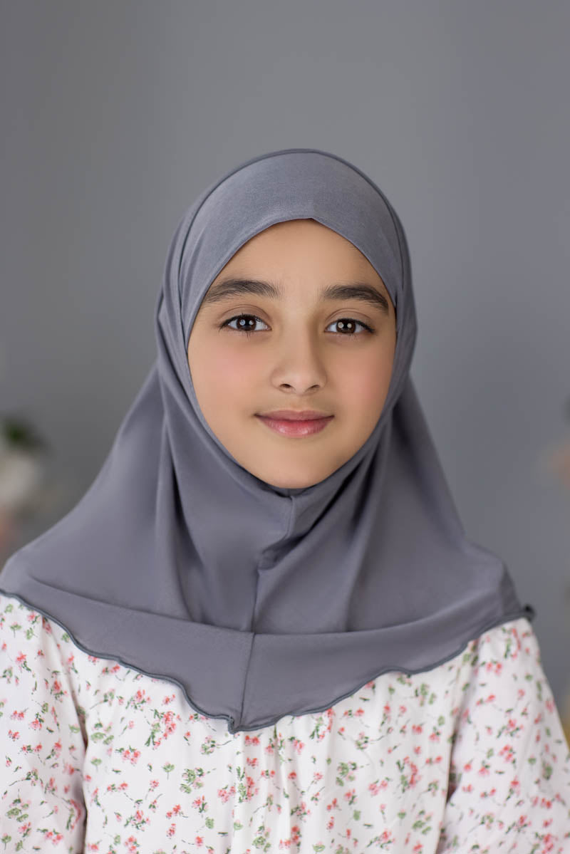 Zayaan Girl Plain Hijab - Gray