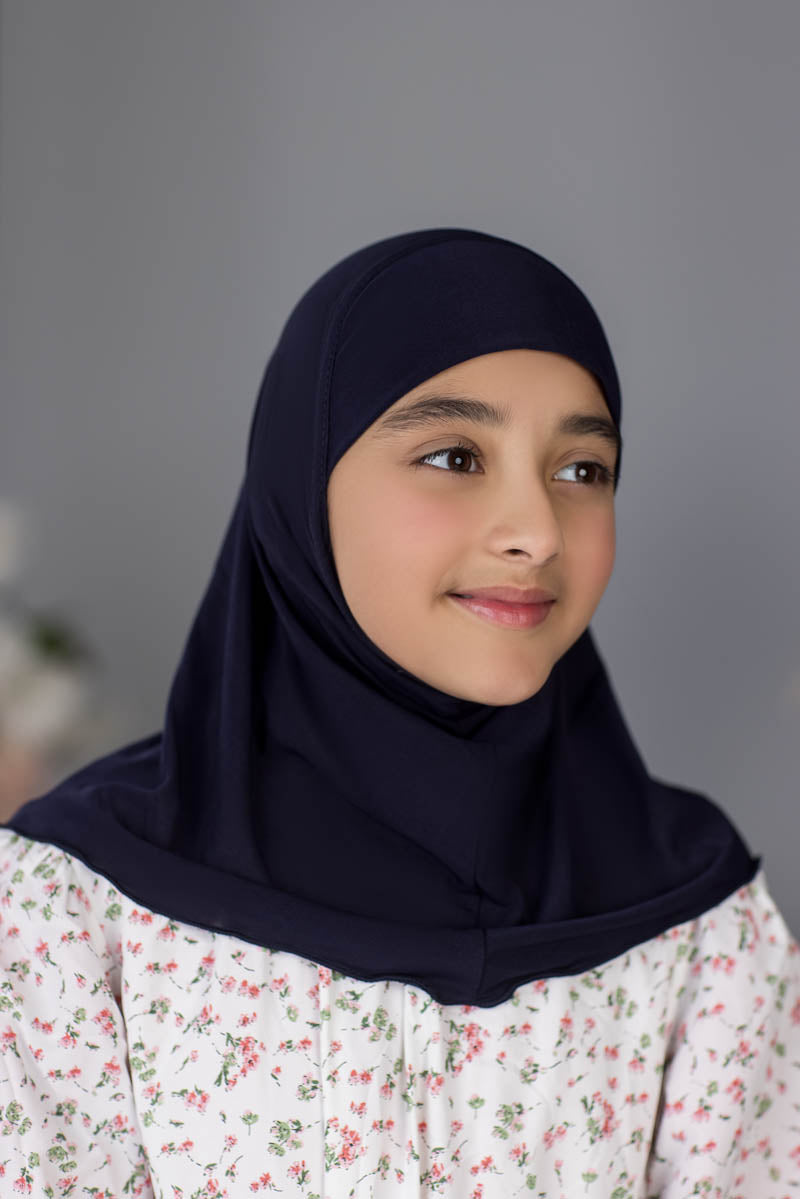 Zayaan Girl Plain Hijab - Navy Blue