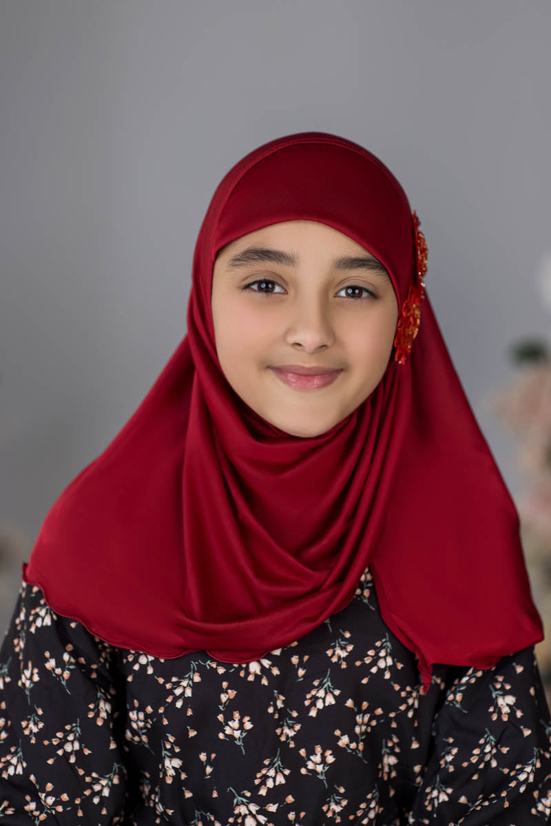 Zayaan Girl Hijab - Cherry Red